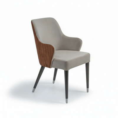 Luxus Stull mat Armleenen Grau Polstersëtz Modern Iesszëmmer Designer Miwwelen