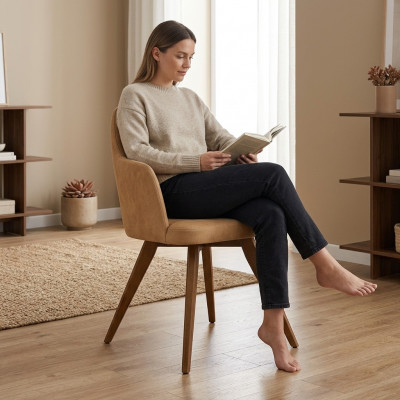 Designer Miwwelstull mat Armleenen Modern Luxus Iesszëmmer Ariichtung