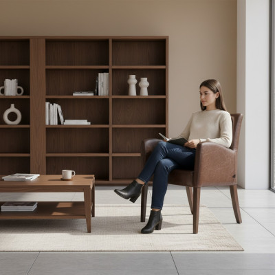 Design Lounge-Stull Iesszëmmer Gepolsterten Stull mat Armleenen Fauteuil Nei
