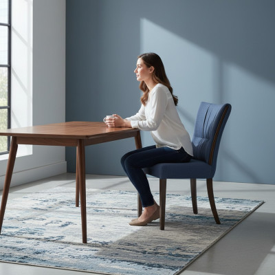 Moderne Stull Blo Miwwelen Designer Ariichtung Luxus Iesszëmmer Gepolsterte Sëtz
