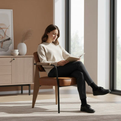 Iesszëmmerstull Luxusstull mat Armleef Designer Neien Ariichtung Armleefstull