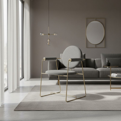 Iesszëmmerstull Designer Stull mat Armlehnen Modern Miwwel Polsterstull