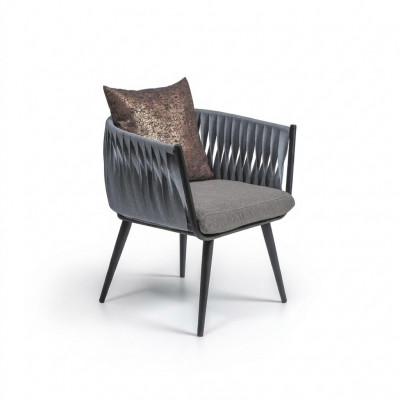 Groue Sëtzstull Neit Miwwel Iesszëmmer Designer Stull mat Armleef.