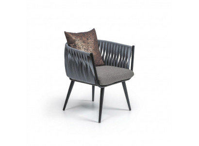 Groue Sëtzstull Neit Miwwel Iesszëmmer Designer Stull mat Armleef.