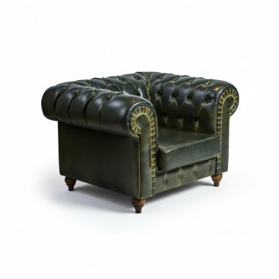 Chesterfield Fauteuil Gréng Modern Design Sëtz Nei Ariichtung Wunnzëmmer