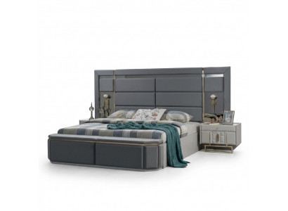 Schlofkummer Komplett Bett 2x Nuetsdëscher Nei Luxus Miwwelen Set Ariichtung