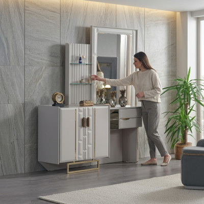 Schminktisch mat Spigel Schlofzëmmer Neit Luxus Miwwelsdesign Ariichtung