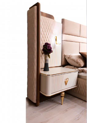 Schlofkummer Garnitur Luxus Design Bett 2xNuetsdëscher Modern Ariichtung