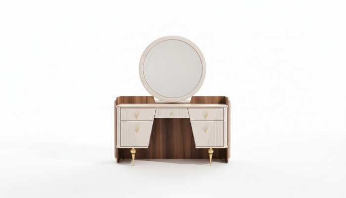 Luxus Schminktisch mat Spigel Modern Ariichtung Schlofzëmmer Design Miwwelen