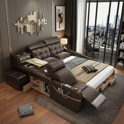 Multifunktion Design Bett Grouss Kënschtlecher Lieder Hotel Polster 180x200 Better Nei