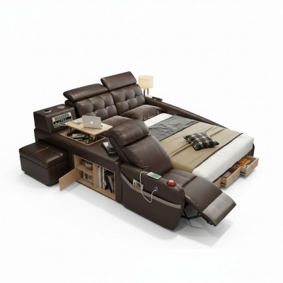Multifunktion Design Bett Grouss Kënschtlecher Lieder Hotel Polster 180x200 Better Nei