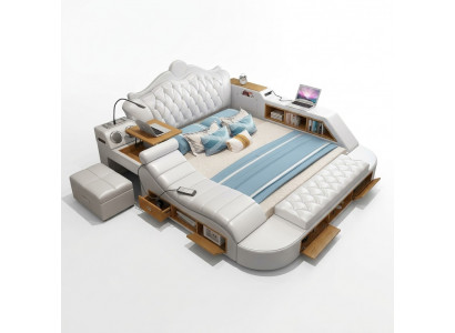 Multifunktiounsbett Chesterfield Duebel Luxus Design Bett 180x200 USB