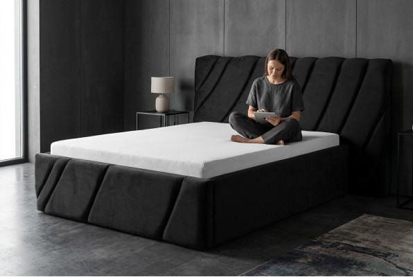 Luxus Schlofkummerbett Duebelbett Schwaarz Holz Polster Better Bettrahmen