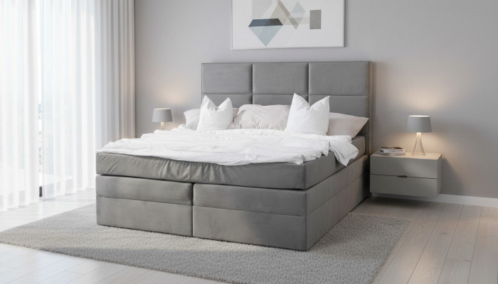 Duebelbett Gepolstert Better Stoffbett Design Luxus Miwwel 180x200 Bettrahmen