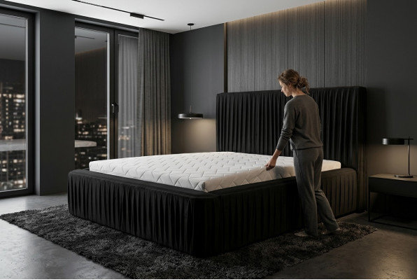 Bett Design Luxus Duebel Hotel Better Schloof Zëmmer Luxus Schwaarz Modern