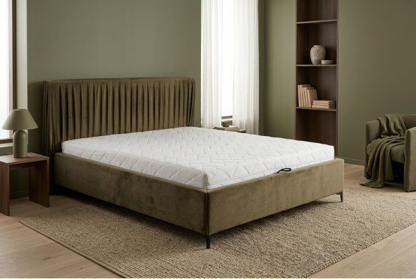 Moderne Bett Design Better Holz Textil Schlofzëmmer Bettgestell