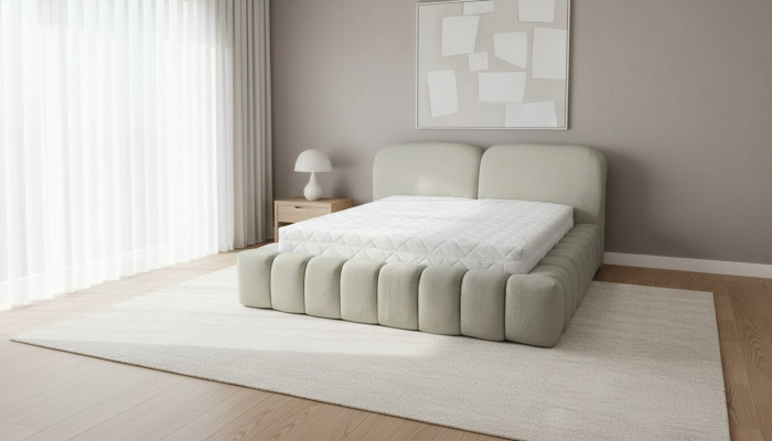 Luxus Bettrahmen 180x200 cm Faarf Gro Kopplaken Better Schlofzëmmer Miwwelen