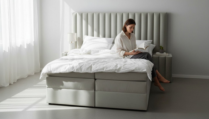 Schlofzëmmer Set Bett Nuetsdësch 3 Stéck Design Modern Luxus Better Gro