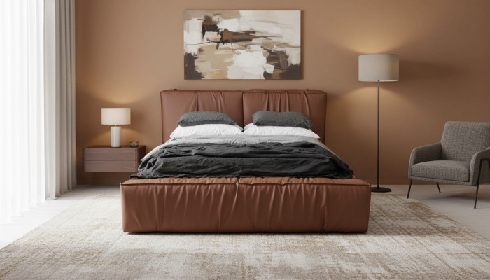 Better Hotel Kënschtleder 180x200cm Luxus Miwweldesign Polsterbett Bett
