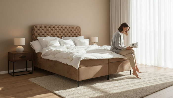 Textilbett brong Luxus Duebel Chesterfield Schlofzëmmer Design Better