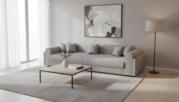 Designer Sofa 3-Sëtz gro Stoffsofa Sofas Textilien Canapé Dräisëtzer 240cm