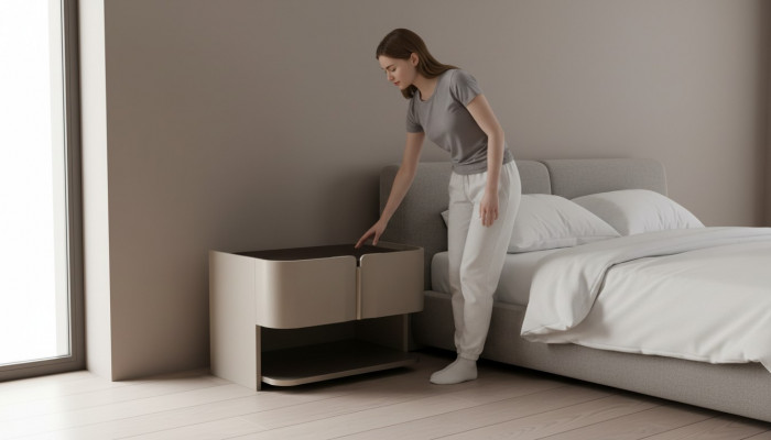 Grau Design Nuetsdësch Konsole Niewendëscher Schlofkummer Holz Luxus