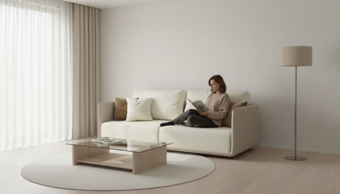 Sofa 3 Sëtzer Miwwel Stoff Dräisëtzer Sofas Luxus Wunnzëmmer 235cm Textil