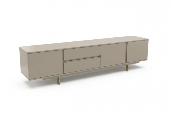 Luxus Wunnwand TV Stänner RTV Niddregboard Holz Wunnzëmmer Beige Miwwelen