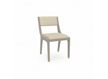 Designer Stull Iesszëmmerstull Textilstoff wäiss Echt Holz Nei