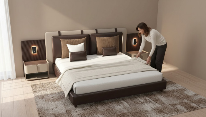 Luxus Schlofkummer Nuetsdësch Better Bett 3-deeleche Komplett Set Design Ariichtung