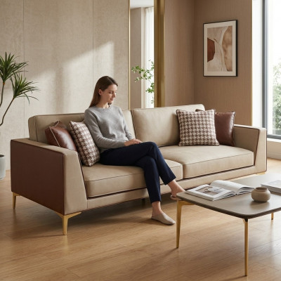 Design Sofa Couch Polster 3 Sëtz Sofas Couchen Sëtz Garnitur Stoff 240cm