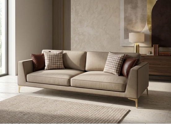Design Sofa Couch Polster 3 Sëtz Sofas Couchen Sëtz Garnitur Stoff 240cm