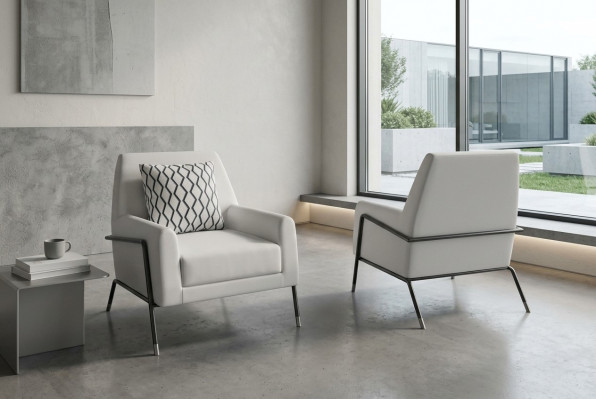 Designer Sessel Wunnzëmmer Miwwelen Ariichtung wäiss Textil Fernsehsessel Lounge