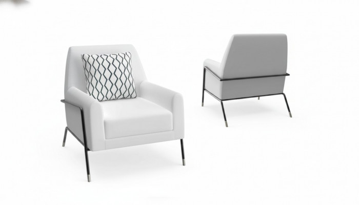 Designer Sessel Wunnzëmmer Miwwelen Ariichtung wäiss Textil Fernsehsessel Lounge