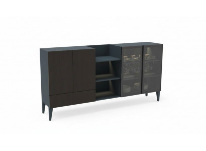 Moderne Sideboard Holzmiwwel Anrichte Kommode brong Schwaarz Nei