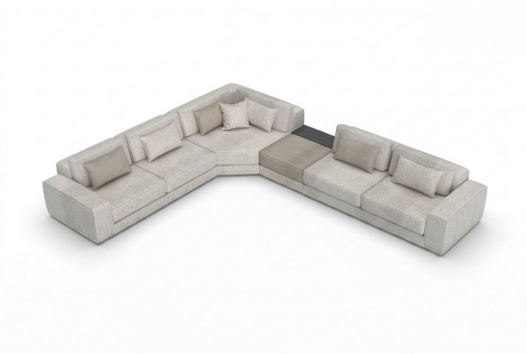 Grouecksofa L Form Wunnlandschaft Canapé Miwwelen Textil Holz Sofa Couche