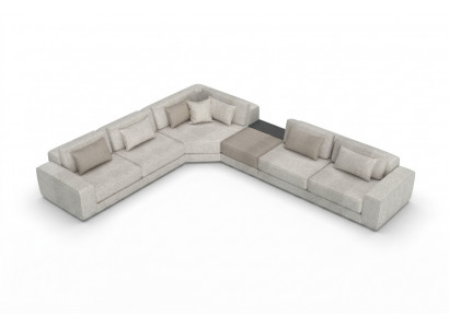Grouecksofa L Form Wunnlandschaft Canapé Miwwelen Textil Holz Sofa Couche