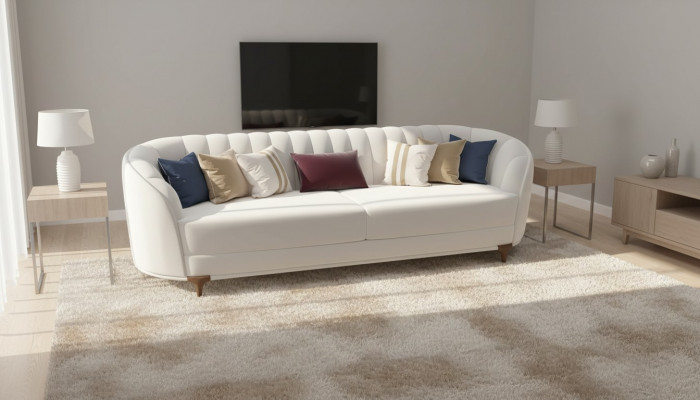 Modern wäiss Canapé am Wunnzëmmer Exklusivt 3 Sëtzer Canapé 250cm Luxus