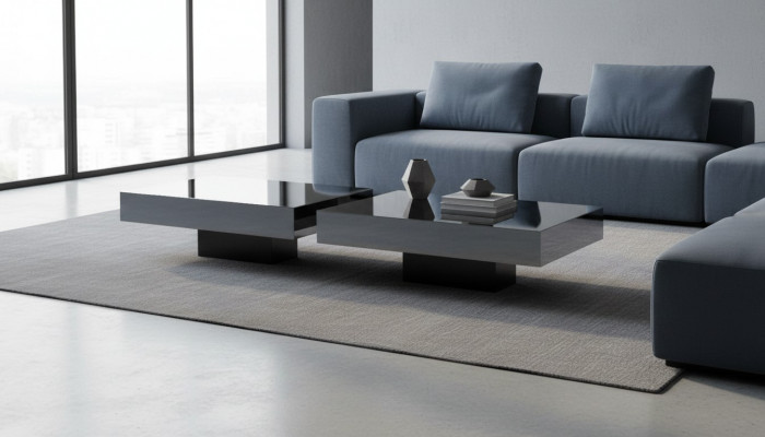 Couchtischen Dësch Luxus Glas Dëscher Konsolen Design Miwwelen Set 2x nei