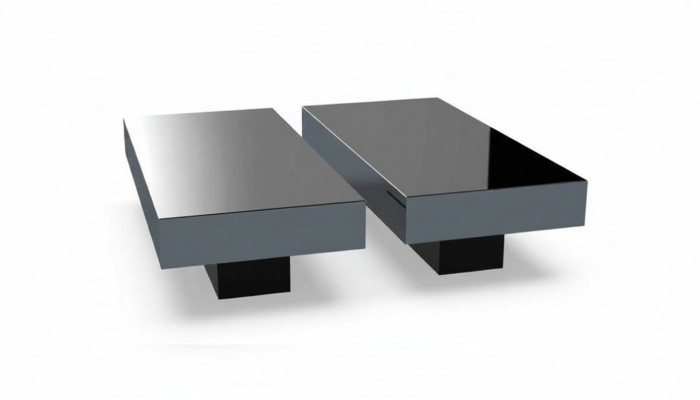 Couchtischen Dësch Luxus Glas Dëscher Konsolen Design Miwwelen Set 2x nei