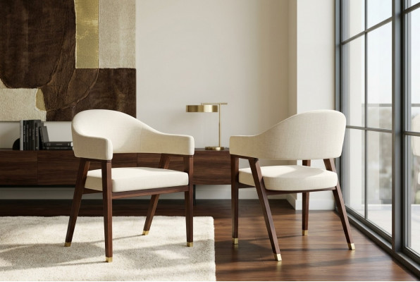 Design Still Polster Hotel Stull Textil Holz Miwwelen am Iesssall nei