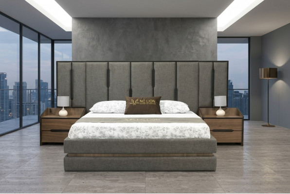 Modernt 3-Deeler Schlofzëmmer Set Elegant Bett 2x Nuetsdëscher Komplett
