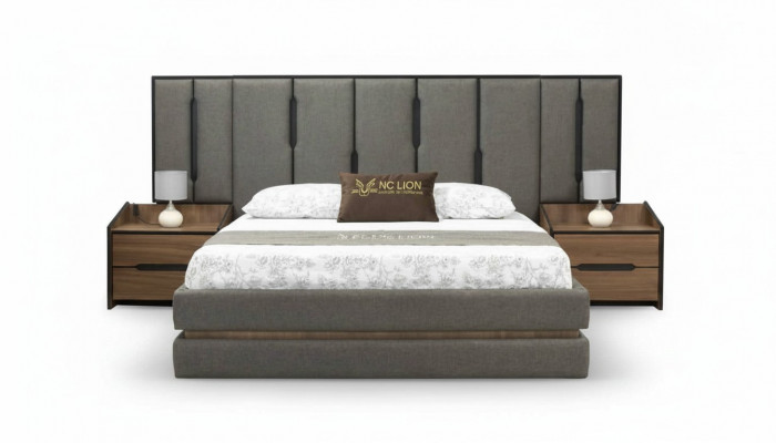Modernt 3-Deeler Schlofzëmmer Set Elegant Bett 2x Nuetsdëscher Komplett
