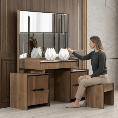 Eleganten Schminktisch mat Spigel luxuriéis Miwwel am Schlofzëmmer Nei