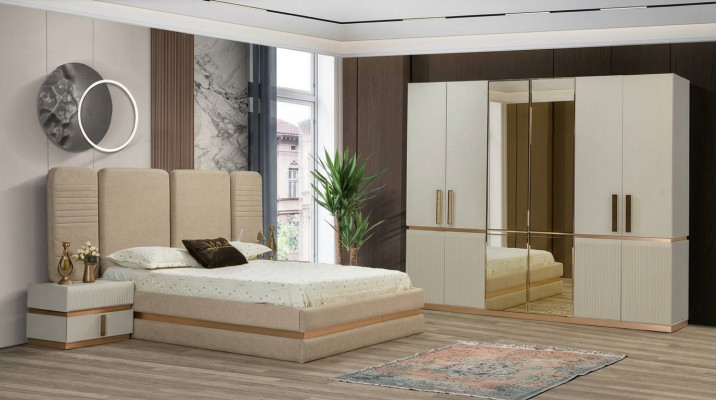 Modernen beige Schminktisch mat Spigel Héicht 180 cm luxuriéis Miwwelen nei