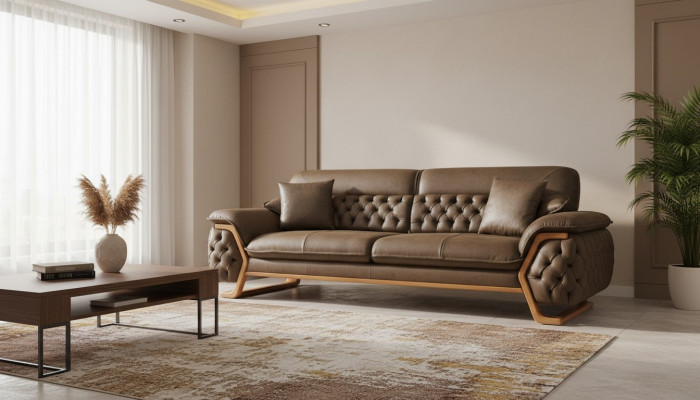 Sofa 3-Sëtzer Chesterfield Couch Polster Wunnzëmmer Sofaen Design Verstellbar