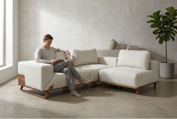 Design Wunnzëmmer Sofa Miwwel Ecksofa Textilpolster Couch L Form Sofae