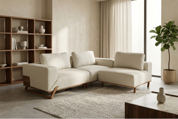 Design Wunnzëmmer Sofa Miwwel Ecksofa Textilpolster Couch L Form Sofae