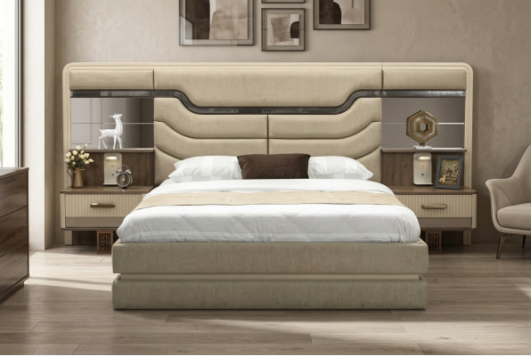 Miwwelen Better Luxus Bett 2x Nuetsdëscher 3 tlg. Schlofzëmmer Set Design
