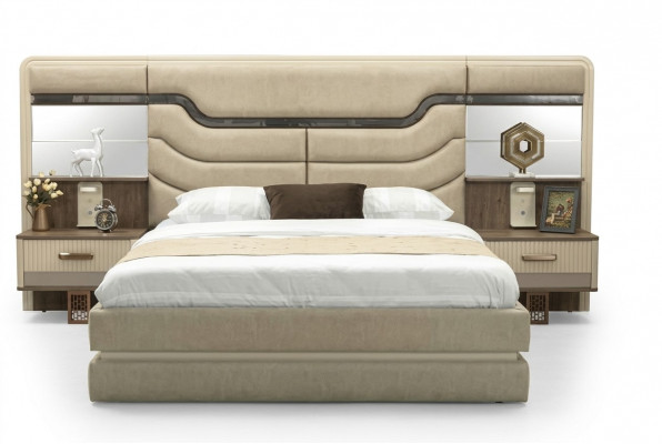 Miwwelen Better Luxus Bett 2x Nuetsdëscher 3 tlg. Schlofzëmmer Set Design